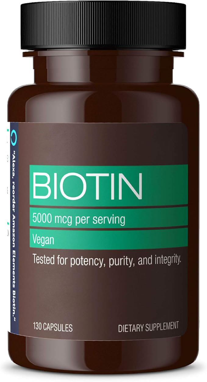 Vegan Biotin 5000 mcg – Hair, Skin, Nails, 130 capsules (4-month supply) (Packaging may vary)