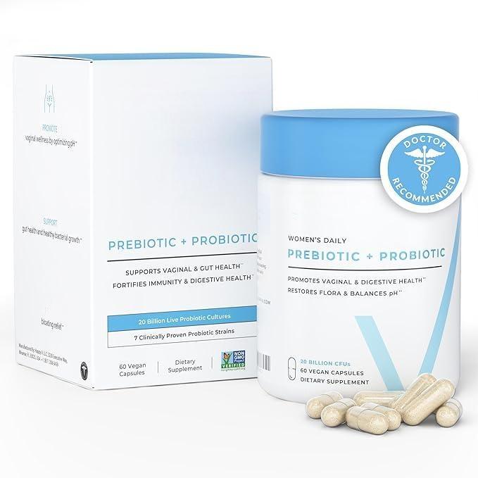 Formulated Vaginal Probiotics for Women Odor & Itch Support, Urinary & Gut Health, pH Balance | Womens Daily Probiotic with Patented Prebiotics & Lactobacillus for Feminine Wellness